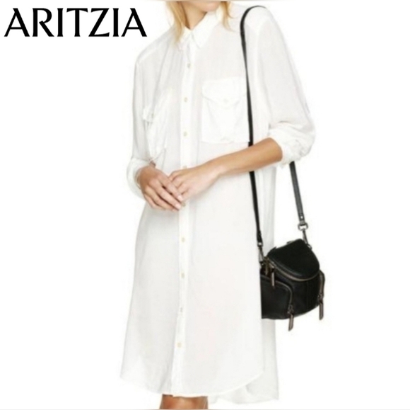 🇨🇦 Aritzia Wilfred Free White Button Shirt Dress - Picture 1 of 16